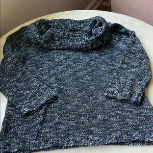Jones New York Blue, silver and White Cowl Neck Sweater large